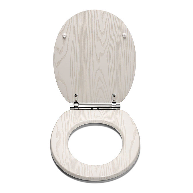 Croydex Maitland White Oak Effect Flexi-Fix Toilet Seat with Soft Close and Quick Release - WL605122