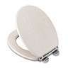 Croydex Maitland White Oak Effect Flexi-Fix Toilet Seat with Soft Close and Quick Release