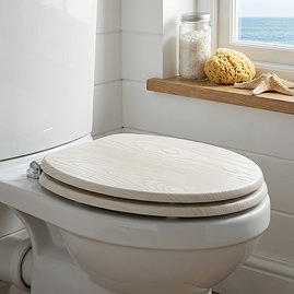 Croydex Maitland White Oak Effect Flexi-Fix Toilet Seat with Soft Close and Quick Release