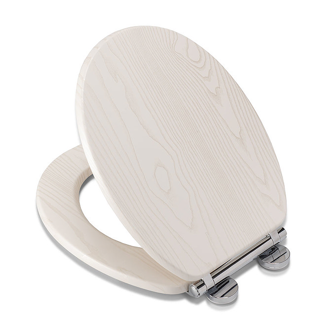 Croydex Maitland White Oak Effect Flexi-Fix Toilet Seat with Soft Close and Quick Release - WL605122