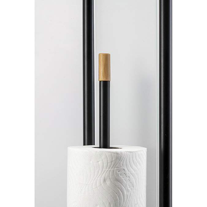 Croydex Matt Black & Bamboo Multi-Function Toilet Butler - PA810021  additional Large Image