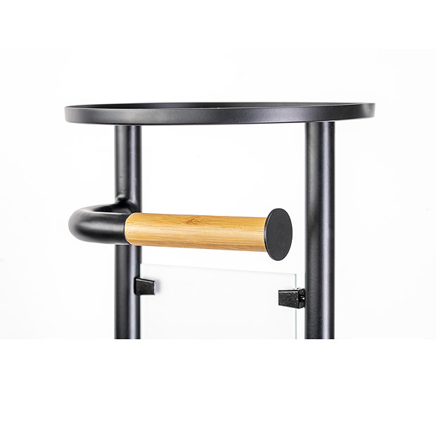 Croydex Matt Black & Bamboo Multi-Function Toilet Butler - PA810021  Newest Large Image