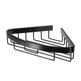 Croydex Matt Black Corner Shower Basket - QM775921 Large Image