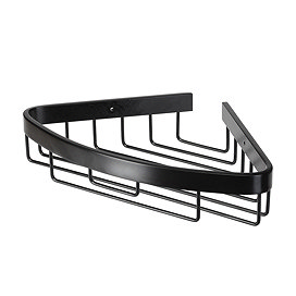 Croydex Matt Black Corner Shower Basket - QM775921 Large Image
