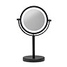 Croydex Matt Black Illuminated Battery Operated Pedestal Mirror with 3x Magnifying