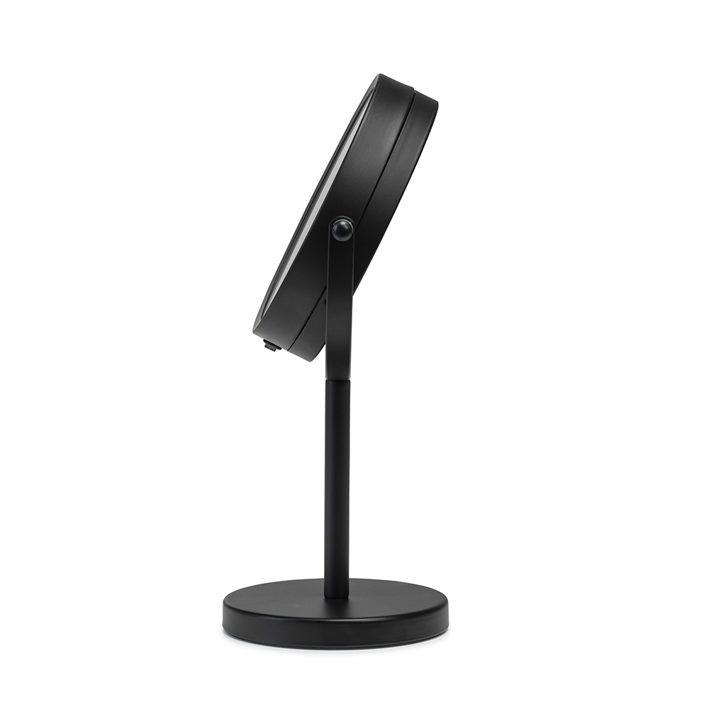 Croydex Matt Black Illuminated Battery Operated Pedestal Mirror with 3x