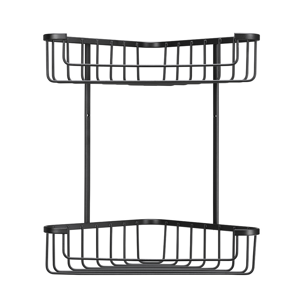 Croydex Matt Black Two Tier Corner Shower Basket - QM260221