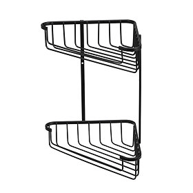 Croydex Matt Black Two Tier Corner Shower Basket - QM260221 Large Image