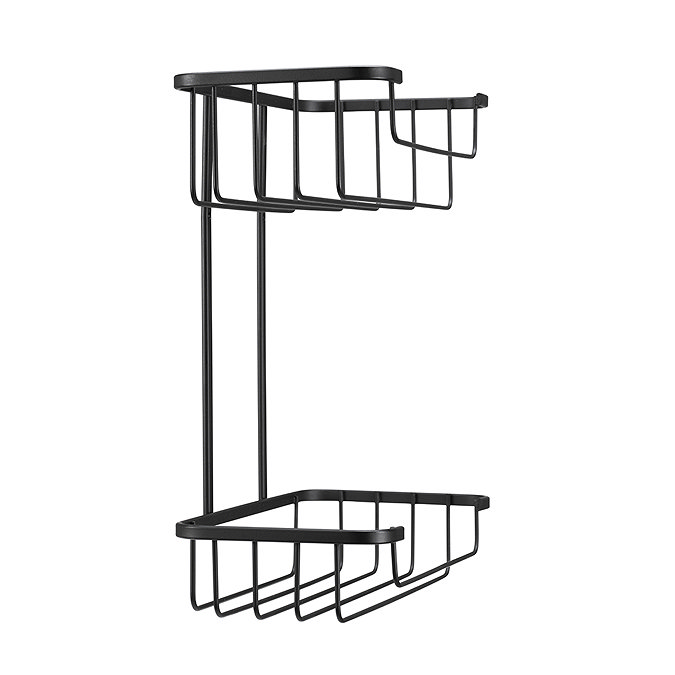 Croydex Matt Black Two Tier Cosmetic Shower Basket - QM260521  Profile Large Image