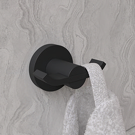 Croydex Metra Flexi-Fix Matt Black Double Robe Hook