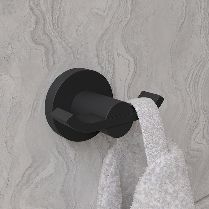 Croydex Metra Flexi-Fix Matt Black Double Robe Hook