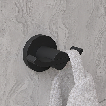 Croydex Metra Flexi-Fix Matt Black Double Robe Hook
