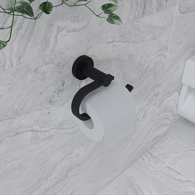 Croydex Metra Flexi-Fix Matt Black Toilet Roll Holder