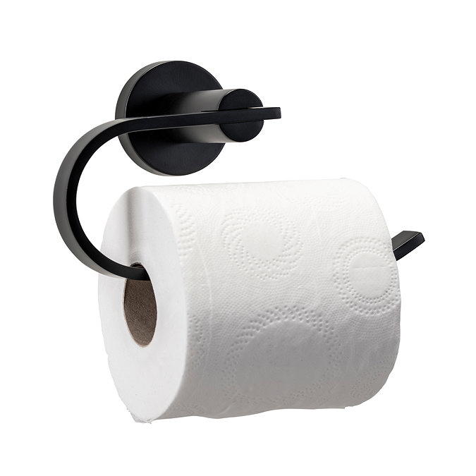 Croydex Metra Flexi-Fix Matt Black Toilet Roll Holder