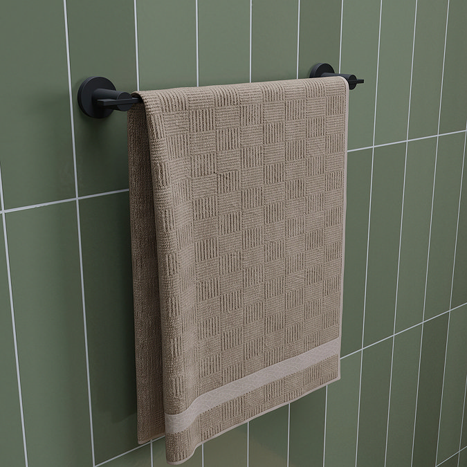 Croydex Metra Flexi-Fix Matt Black Towel Rail