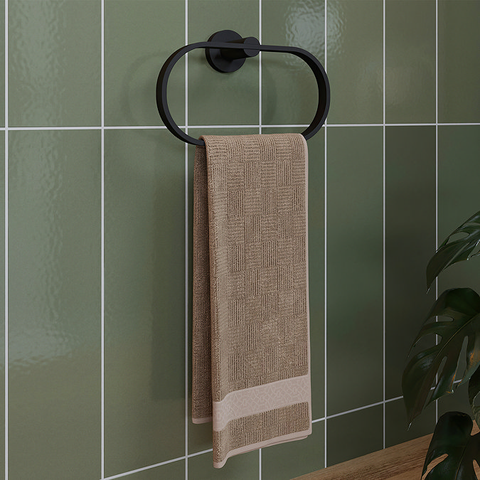Croydex Metra Flexi-Fix Matt Black Towel Ring