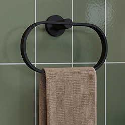Croydex Metra Flexi-Fix Matt Black Towel Ring
