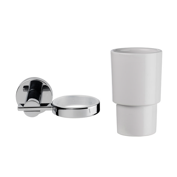 Croydex Metra Flexi-Fix Tumbler & Holder - Chrome
