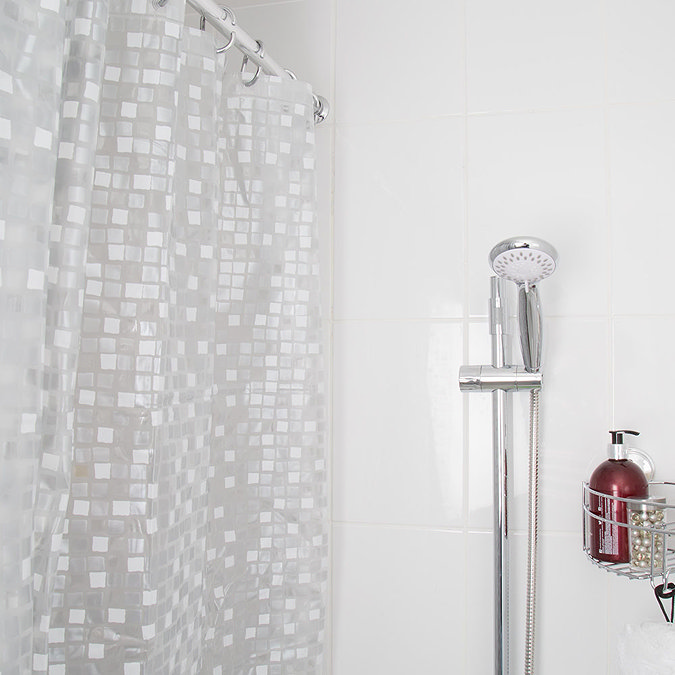 Croydex Silver Mosaic PVC Shower Curtain W1800 x H1800mm - AE543440  Profile Large Image