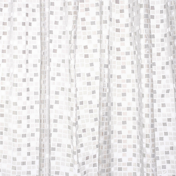 Croydex Silver Mosaic PVC Shower Curtain W1800 x H1800mm - AE543440  In Bathroom Large Image