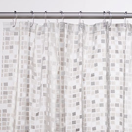 Croydex Silver Mosaic PVC Shower Curtain W1800 x H1800mm - AE543440 Medium Image