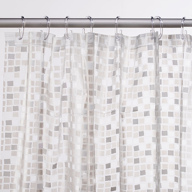Croydex Silver Mosaic PVC Shower Curtain W1800 x H1800mm - AE543440 Large Image