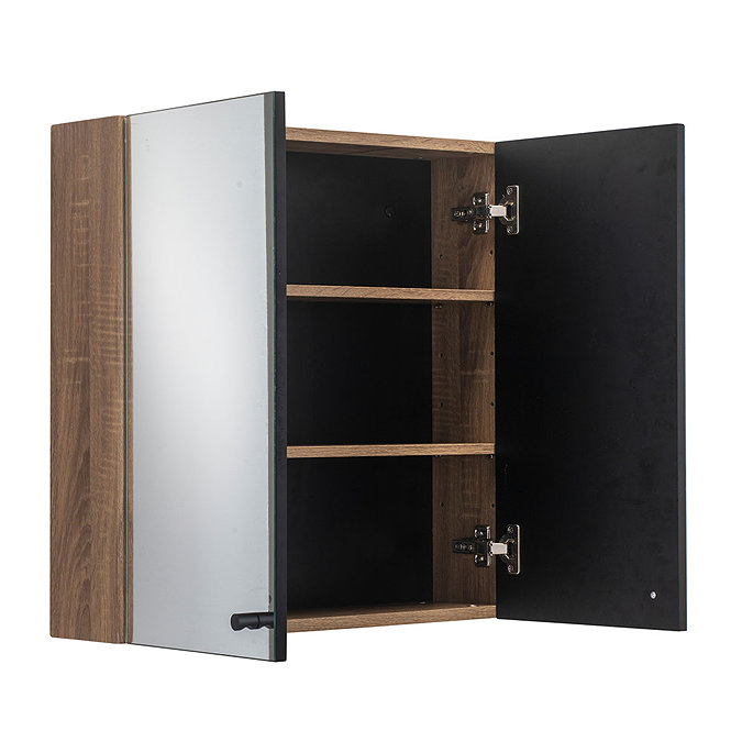 Croydex Ontario Teak Effect Wooden Double Door Mirror Cabinet with FlexiFix - WC971086  Profile Larg