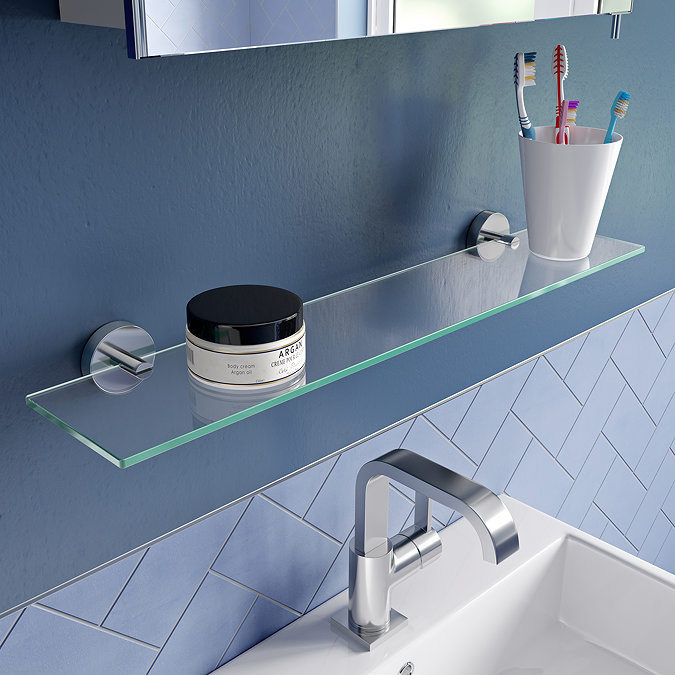 Croydex Pendle Flexi-Fix Chrome Glass Shelf