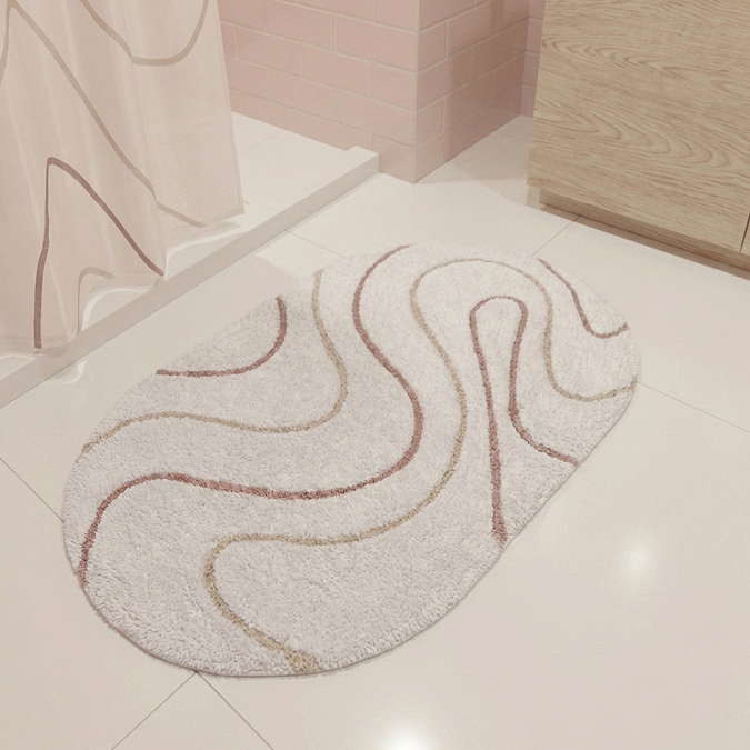 Croydex Pink and White Swirls Bath Mat