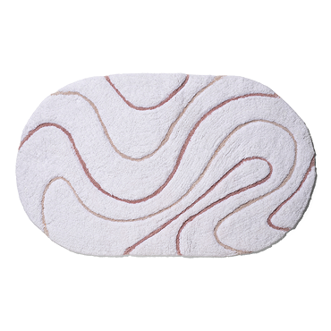 Top-angled view of the Croydex Pink and White Swirls Bath Mat, pictured on a white background.