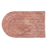 Top-down image of the Croydex Pink Arched Bath Mat showing the pink tufted surface with four arched lines, pictured on a white background.
