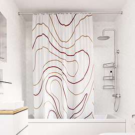 Croydex Pink Swirl Design Shower Curtain 1800 x 1800mm - AF673523