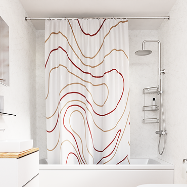 Croydex Pink Swirl Design Shower Curtain 1800 x 1800mm - AF673523