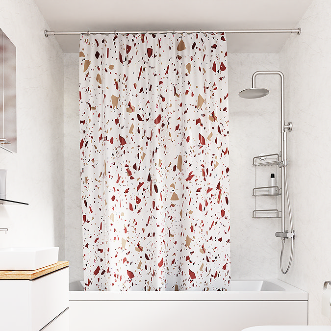 Croydex Pink Terrazzo Design Shower Curtain - 1800 x 1800mm