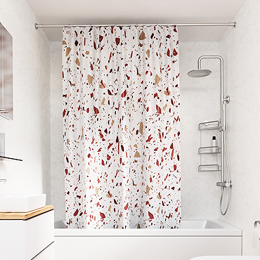 Croydex Pink Terrazzo Design Shower Curtain - 1800 x 1800mm