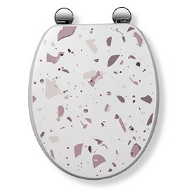 Croydex Pink Terrazzo Flexi-Fix Wooden Toilet Seat - WL910123