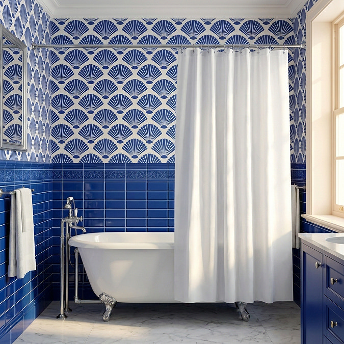 Croydex Plain White Textile Shower Curtain W1800 x H1800mm