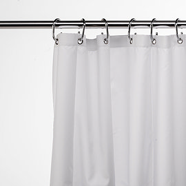 Croydex Plain White Textile Shower Curtain W1800 x H1800mm - AF159022 Large Image