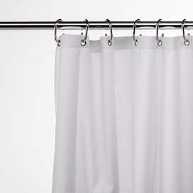 Croydex Plain White Textile Shower Curtain W1800 x H1800mm - AF159022 Large Image