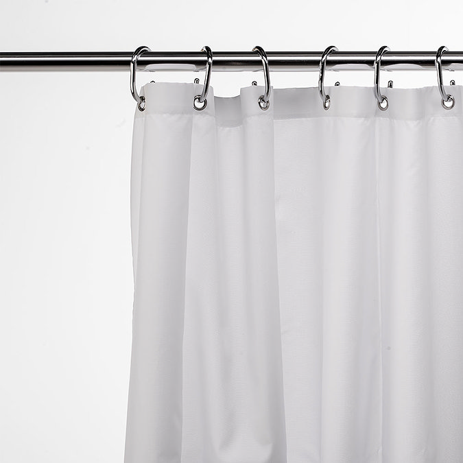 Croydex Plain White Textile Shower Curtain W1800 x H1800mm - AF159022 Large Image