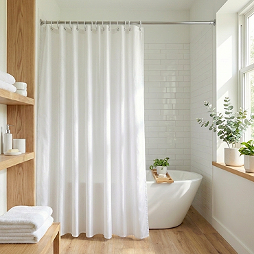 Croydex Plain White Recycled Shower Curtain W1800 x H1800mm