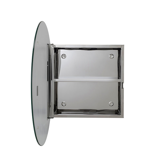 Croydex Severn Circular Door Mirror Cabinet - Stainless Steel - WC836005  Feature Large Image