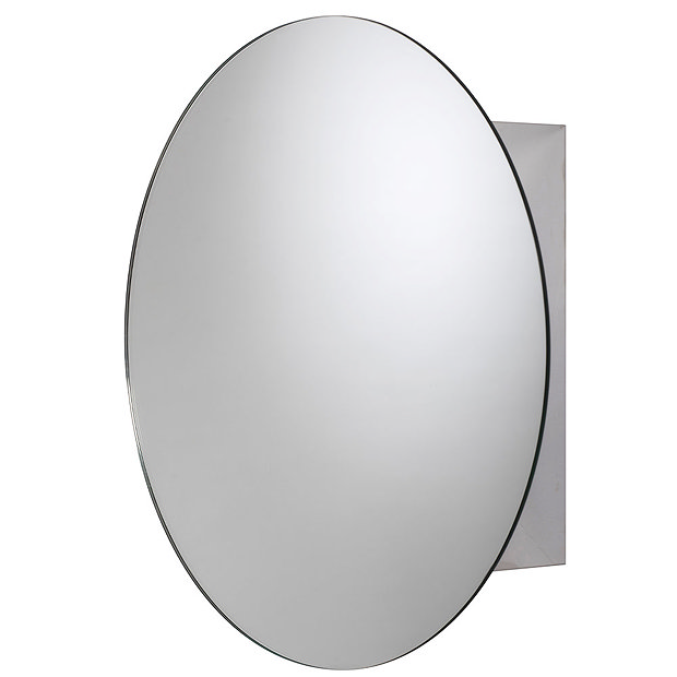 Croydex Severn Circular Door Mirror Cabinet - Stainless Steel - WC836005  In Bathroom Large Image