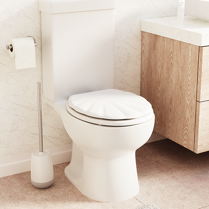 Croydex Shell Style Stick 'n' Lock Wooden Toilet Seat - WL611422