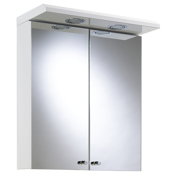 Croydex Shire 2 Door Mirror Cabinet with Light & Shaver Socket - White - WC266222E Large Image