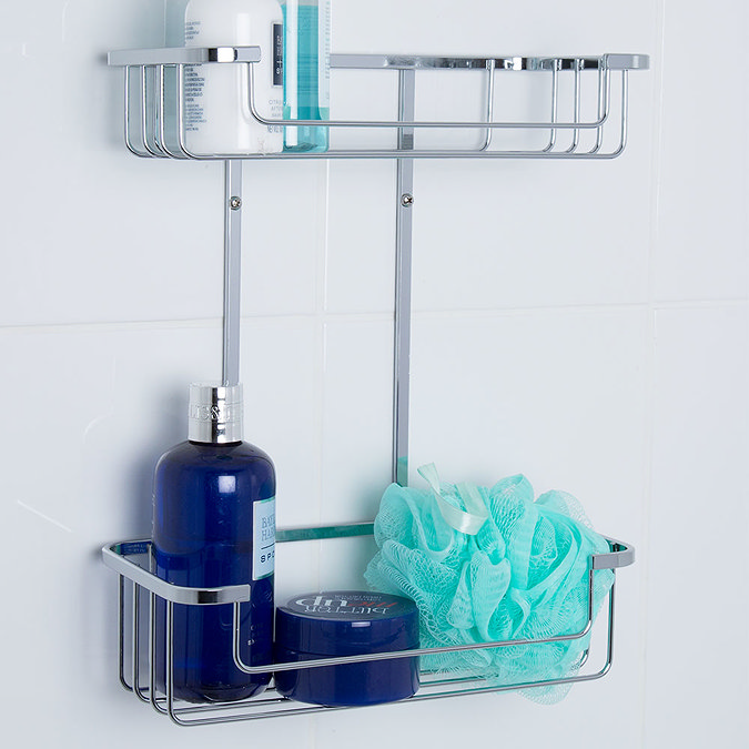 Croydex Shower Storage Basket Chrome - 2 Tier Large Image