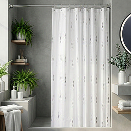 Croydex Silver Dotty Shower Curtain W1800 x H1800mm