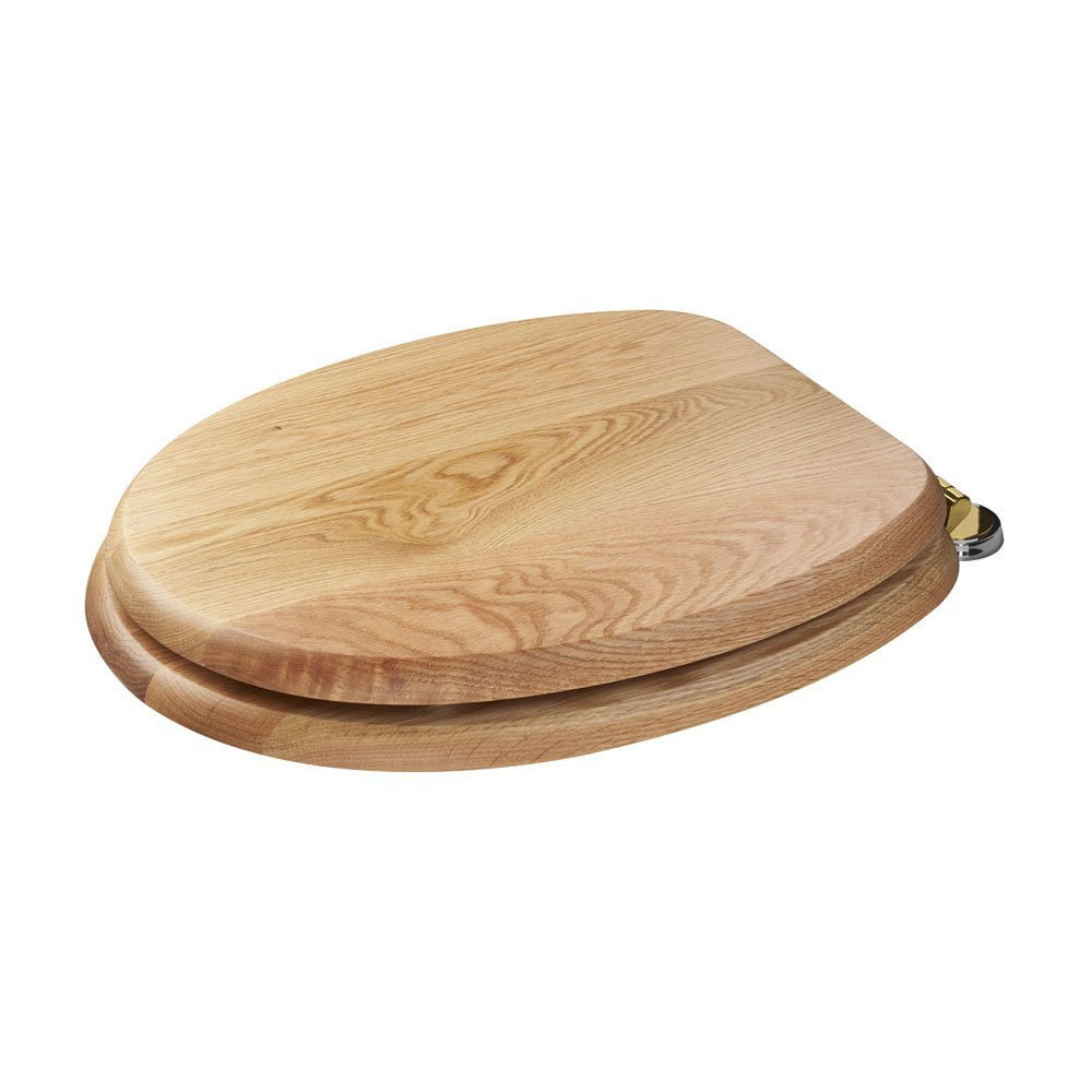 Croydex Sit Tight Bloomfield Solid Oak Toilet Seat with Brass Hinges