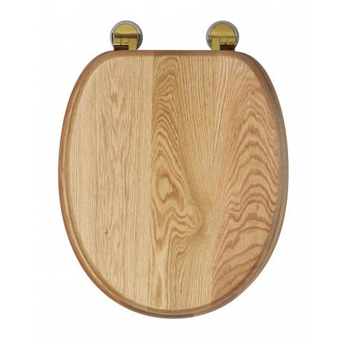 Croydex Sit Tight Bloomfield Solid Oak Toilet Seat with Brass Hinges - WL531076H  Feature Large Image