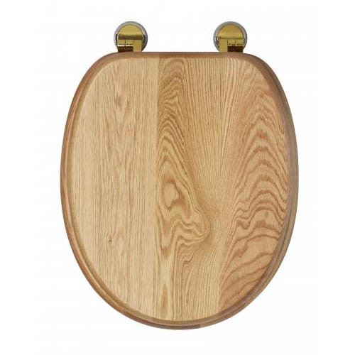 Croydex Sit Tight Bloomfield Solid Oak Toilet Seat with Brass Hinges